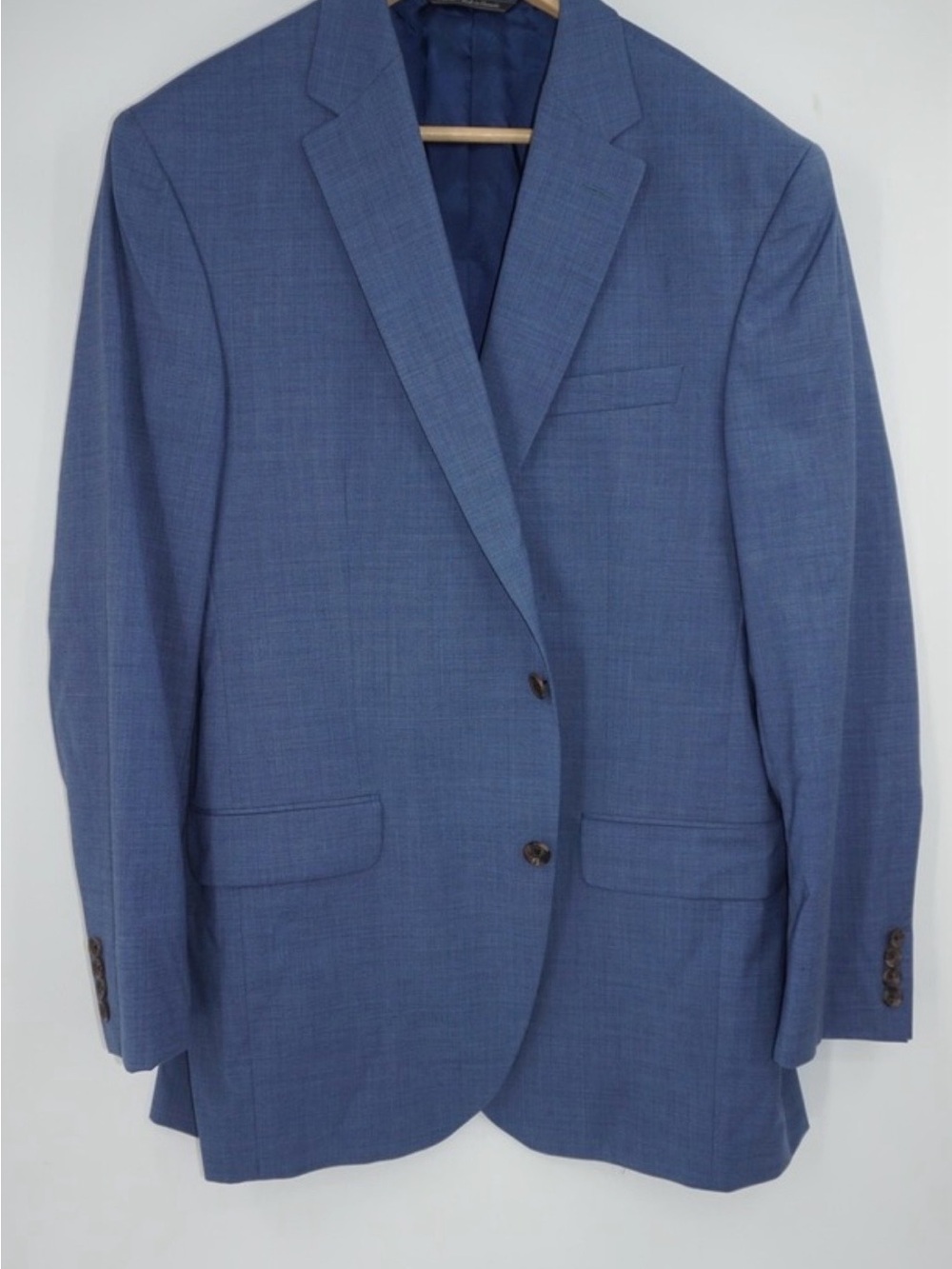 Jack Victor Sport Coat Mens 44L Blue Napoli CT Wool Blazer Super 100s Two Button